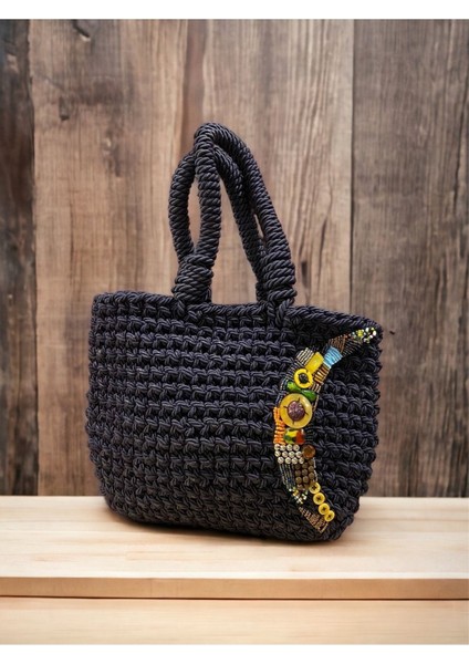 Lacivert Örgü Çanta, Şık ve Kullanışlı El Işi Aksesuar. fırsatları