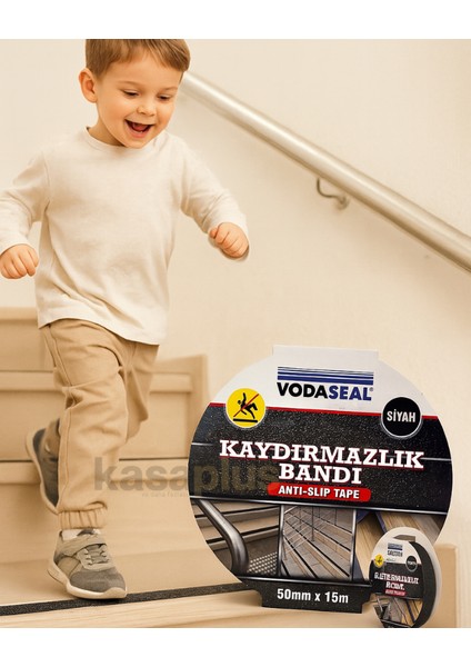 Vodaseal Kaydırmazlık Bandı Siyah – 50MM x 15M, Iç ve Dış Mekanlar Için Güvenli Zemin Çözümü