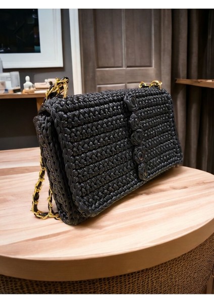 Şık Siyah Örgü Çanta, Hafif ve Kullanışlı Tarzınıza Şıklık Katıyor