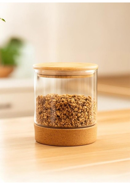 Corki - Mantar Altlıklı Cam Saklama Kabı 650 ml