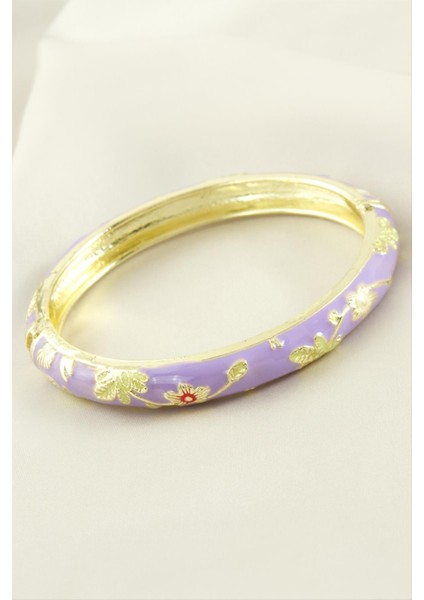 Çiçek Işlemeli Mineli Kelepçe Bileklik