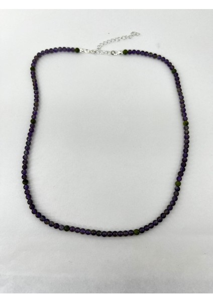 Çok Renkli Ametist ve Yeşim Doğal Taşlar Kolye ve Bileklik Seti, 4 mm fırsatları