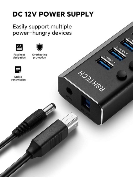 Alüminyum 16 Port USB 3.0 Data Hub Çoğaltıcı 12W 8.3A Tr Adaptör 16 Girişli 100W Güç modelleri