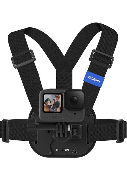 Telesın Aksiyon Kamera Göğüs Askısı (Vest Chest) | Hızlı Çıkarılabilir Yelek Göğüs Kayışı (Siyah)