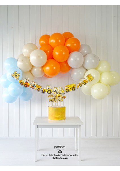 İnşaat Tema Doğum Günü Balon Zincir Seti İnşaat Konseptli Balon Zinciri