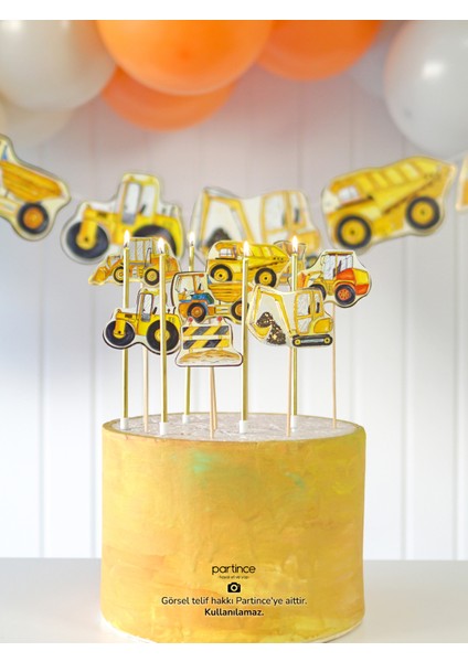 İnşaat Tema Doğum Günü Balon Zincir Seti İnşaat Konseptli Balon Zinciri