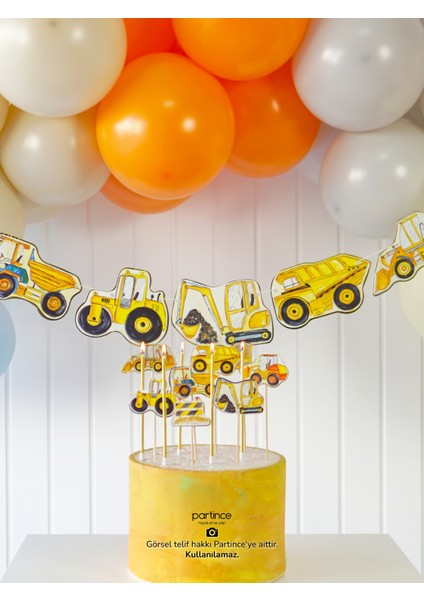 İnşaat Tema Doğum Günü Balon Zincir Seti İnşaat Konseptli Balon Zinciri