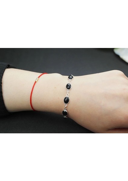 925 Ayar Gümüş Siyah Oniks Taşlı Zarif Bileklik fiyatları