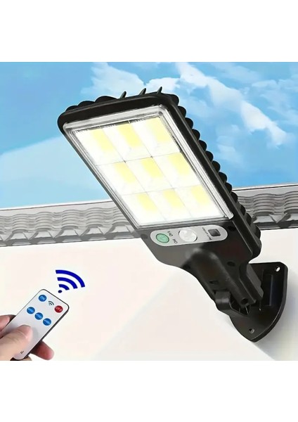 108 Cob LED Kumandalı Güneş Enerjili Hareket Sensörlü Bahçe Garaj Sokak Aydınlatma Lambası Sokak Lambası