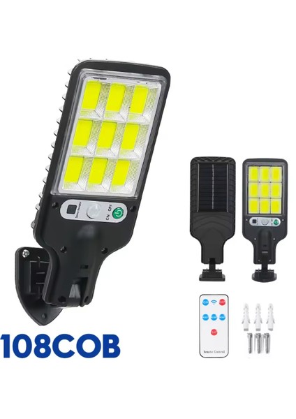 108 Cob LED Kumandalı Güneş Enerjili Hareket Sensörlü Bahçe Garaj Sokak Aydınlatma Lambası Sokak Lambası fiyatları
