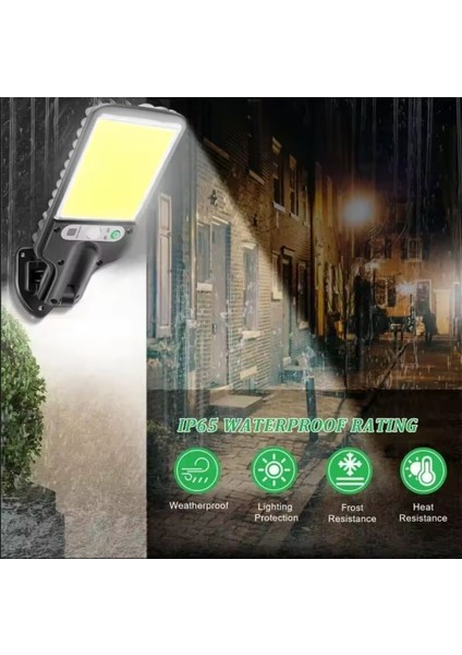 108 Cob LED Kumandalı Güneş Enerjili Hareket Sensörlü Bahçe Garaj Sokak Aydınlatma Lambası Sokak Lambası modelleri