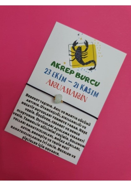 Akrep Burcu Akuamarin Doğal Taşlı Ip Bileklik, Şıklık ve Enerji Dolu Takı