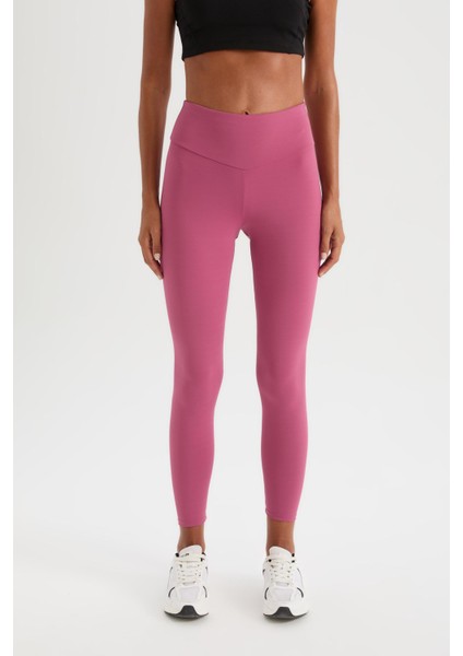 Fit Yüksek Bel Beli Saran Esnek Basic Düz Sporcu Tayt B4147AX25SP indirimleri