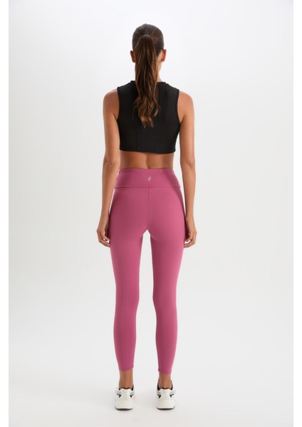 Fit Yüksek Bel Beli Saran Esnek Basic Düz Sporcu Tayt B4147AX25SP
