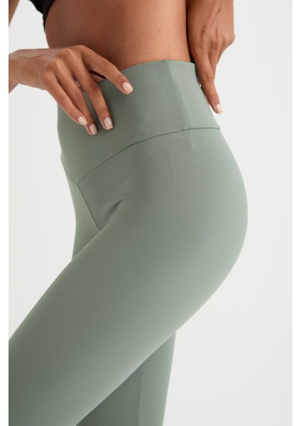 Fit Yüksek Bel Beli Saran Esnek Basic Düz Sporcu Tayt B4147AX25SP