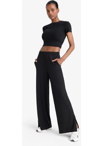 Fit Wide Leg Cepli Geniş Paça Yırtmaçlı Uzun İnce Sporcu Pantolon E2538AX25SM