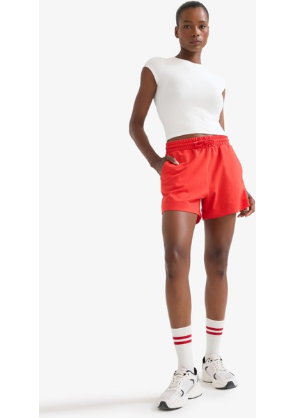 Fit Standart Fit Sporcu Kısa Paça Basic Düz Kırmızı Şort Z6696AZ25SM