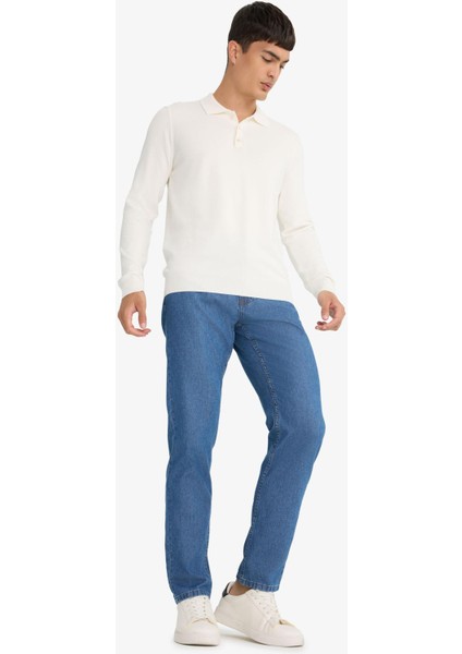 %100 Pamuk Tapered Fit Daralan Paça Jean Pantolon F8016AX25AU fırsatları