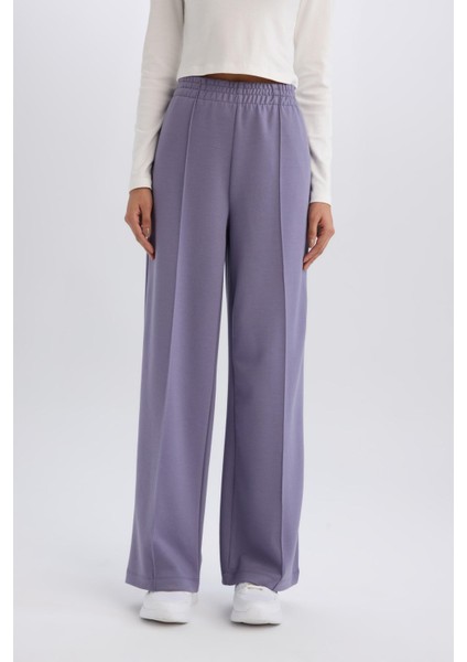 Fit Wide Leg Geniş Paça Sporcu Eşofman Altı Cepli Standart Boy Skuba Dalgıç Kumaş D8316AX25SP fırsatları