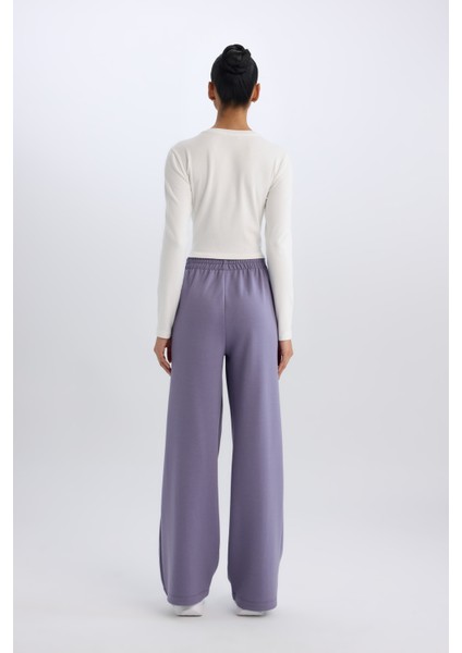 Fit Wide Leg Geniş Paça Sporcu Eşofman Altı Cepli Standart Boy Skuba Dalgıç Kumaş D8316AX25SP