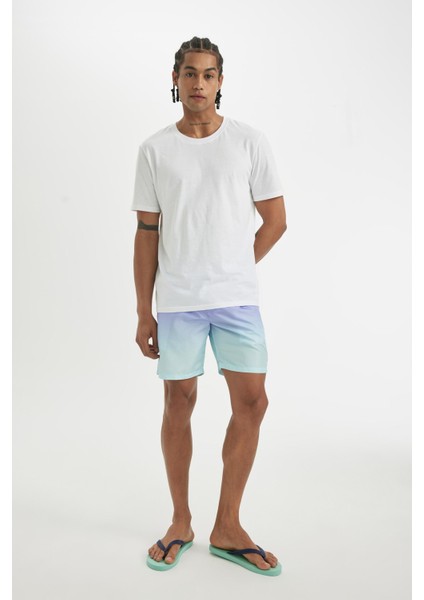 Regular Fit Degrade Baskılı File Astarlı Diz Üstü Deniz Şortu Z6873AZ24HS fiyatları