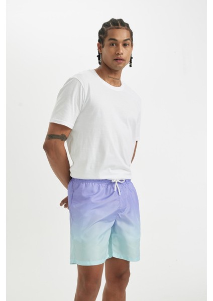 Regular Fit Degrade Baskılı File Astarlı Diz Üstü Deniz Şortu Z6873AZ24HS modelleri