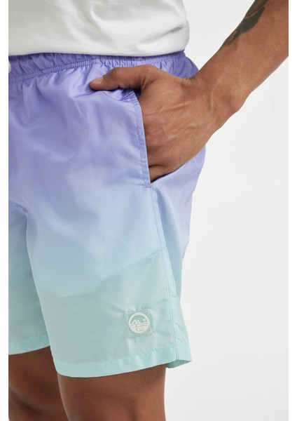 Regular Fit Degrade Baskılı File Astarlı Diz Üstü Deniz Şortu Z6873AZ24HS