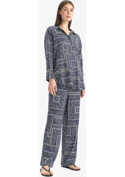 Regular Fit Şal Desenli Viskon Plaj Pantolonu-Fall in Love C3159AX25SP modelleri