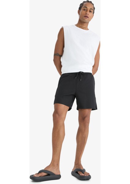 Fit Sporcu Baskılı Esnek Dokulu Kısa Boy Deniz Şortu B5952AX25HS