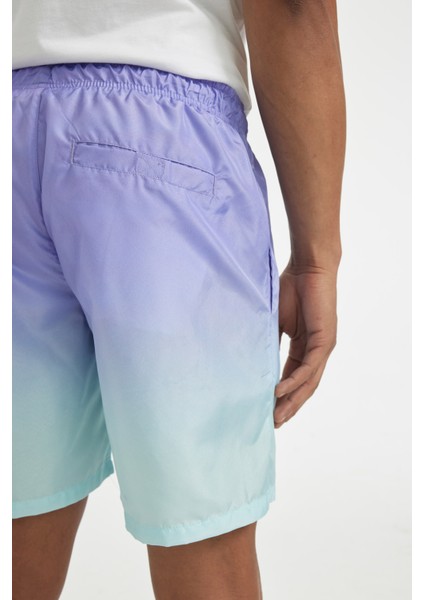 Regular Fit Degrade Baskılı File Astarlı Diz Üstü Deniz Şortu Z6873AZ24HS