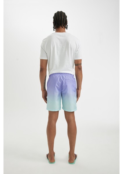 Regular Fit Degrade Baskılı File Astarlı Diz Üstü Deniz Şortu Z6873AZ24HS