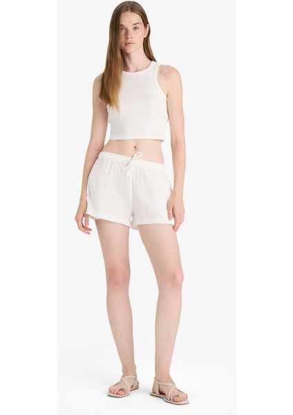 A Kesim Normal Bel Kısa Paça Müslin Şort F2868AX25SM