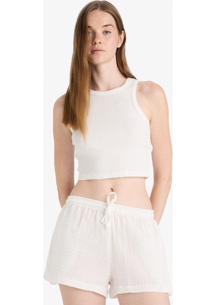 A Kesim Normal Bel Kısa Paça Müslin Şort F2868AX25SM modelleri
