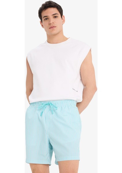 Çizgili File Astarlı Kısa Boy Deniz Şortu U0024AZ25HS modelleri