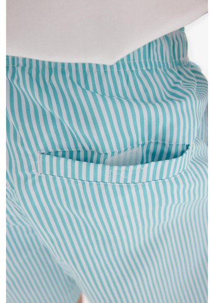 Çizgili File Astarlı Kısa Boy Deniz Şortu U0024AZ25HS