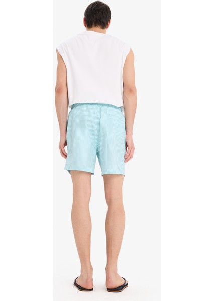 Çizgili File Astarlı Kısa Boy Deniz Şortu U0024AZ25HS
