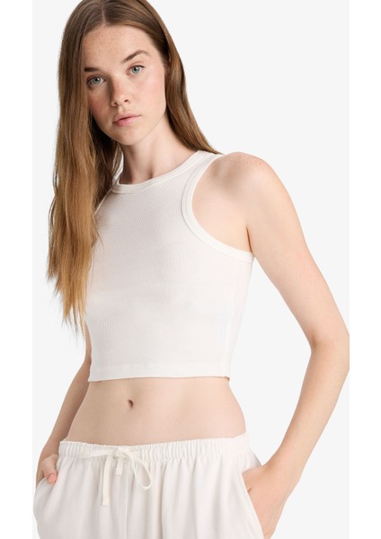 Afra x DeFacto Fitted Halter Yaka Fitilli Kaşkorse Atlet U0357AZ25SM fırsatları
