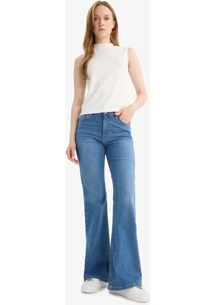 Mia Flare Fit Normal Bel İspanyol Paça Uzun Jean Pantolon E9166AX25AU