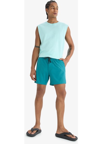 Fit Baskılı Esnek Dokulu Kısa Boy Sporcu Deniz Şortu C5138AX25HS