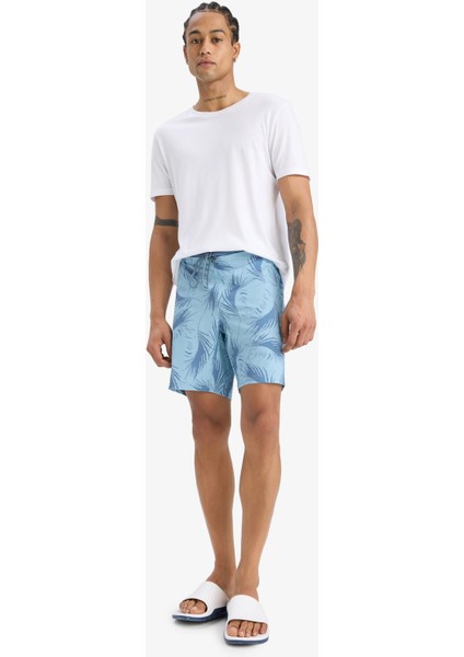 Fit Regular Fit Desenli Esnek Dokulu Deniz Şortu D9630AX25HS