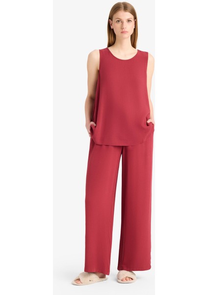 Regular Fit Beli Lastikli Bağcıklı Plaj Pantolonu-Fall in Love D9763AX25SM