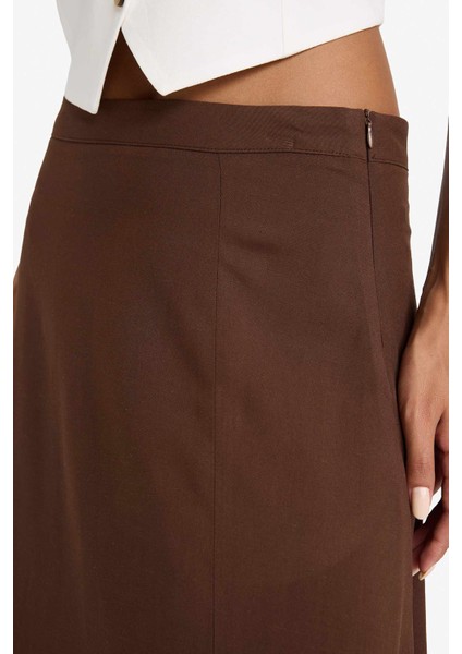 A Kesim Normal Bel Yırtmaçlı Keten Karışımlı Maxi Etek E6024AX25SM indirimleri