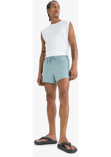 Fit Andy Baskılı Esnek Dokulu Kısa Boy Sporcu Deniz Şortu