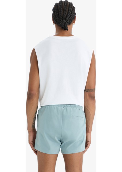 Fit Andy Baskılı Esnek Dokulu Kısa Boy Sporcu Deniz Şortu