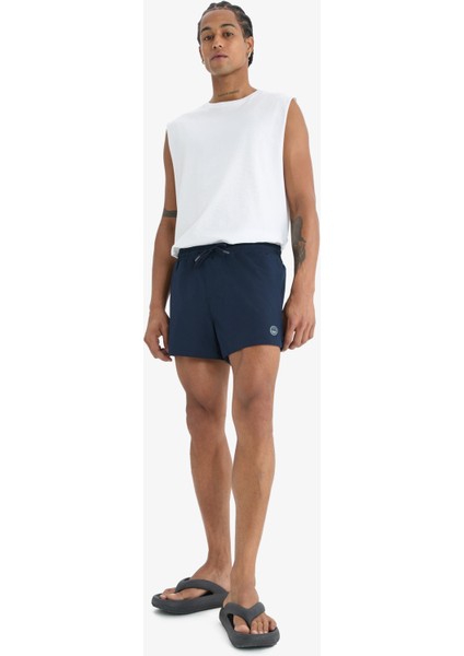 Fit Andy Baskılı Esnek Dokulu Kısa Boy Sporcu Deniz Şortu