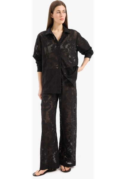 Dantelli Esnek Belli Beyaz Plaj Pantolonu-Fall in Love D9767AX25SM fiyatları
