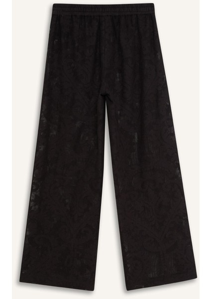 Dantelli Esnek Belli Beyaz Plaj Pantolonu-Fall in Love D9767AX25SM
