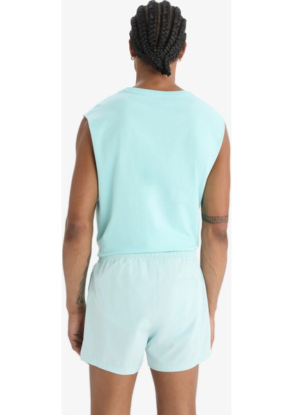 Fit Andy Baskılı Esnek Dokulu Kısa Boy Sporcu Deniz Şortu