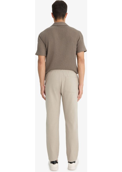 Jogger Fit Beli Bağcıklı Lastikli Cepli Pamuklu Dokulu Pantolon F3269AX25AU