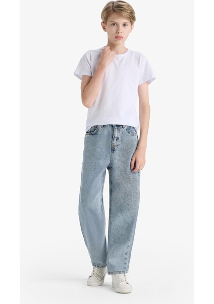 Erkek Çocuk Loose Fit Düz Paça Jean Pantolon F3379A825AU modelleri